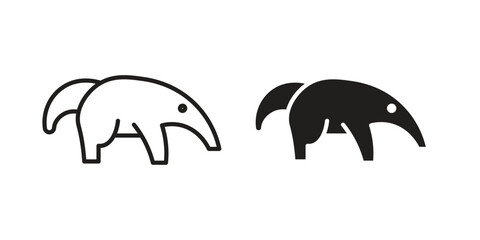 Ant eater icon illustrations collection. editable stroke outline and flat style