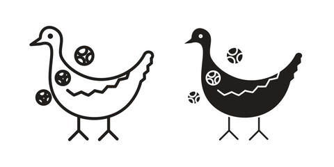 Avian Influenza icon illustrations collection. editable stroke outline and flat style