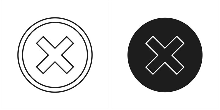 Cross mark symbol, outline and filled version