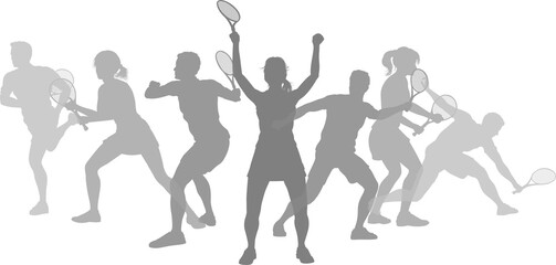 Silhouette Tennis Players Silhouettes Concept