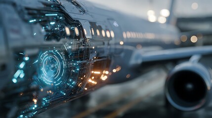 Fototapeta premium Futuristic Airplane with Exposed Technology Showing Complex Internal Mechanisms