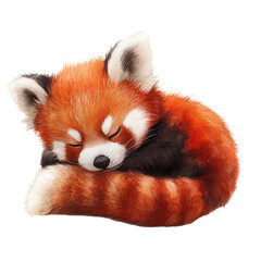 Obraz premium Sleeping red panda art on transparent background