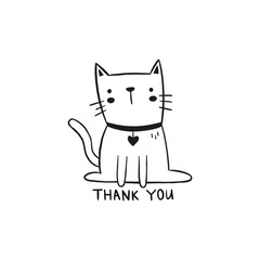 vector image of a cute sitting doodle cat