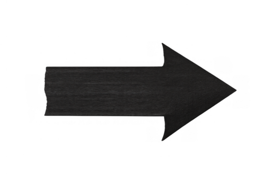 Black chalkboard arrow pointer sign showing direction right, isolated on transparent background cutout - Powered by Adobe