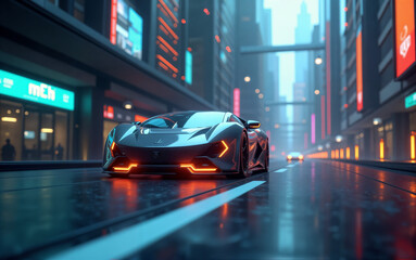 Fast-moving city traffic with cars and taxis on a busy night road