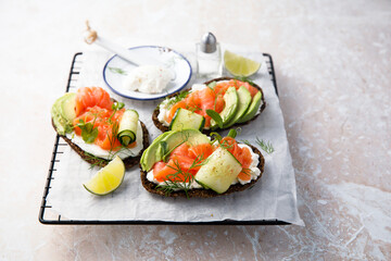 Salmon sandwiches with avocado