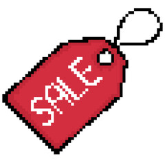 Pixel Sale Price Tag Shopping Discount Icon Illustration