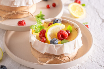 Traditional lemon curd flavored with vanilla and lemon.