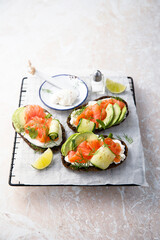 Salmon sandwiches with avocado