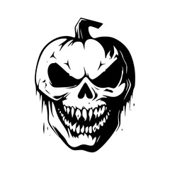 halloween pumpkin with skull vector