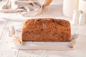 Healthy oat bread baked with bran added.