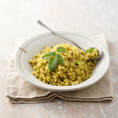 Couscous with pesto sauce