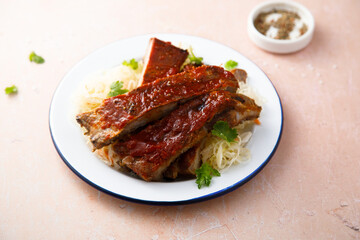 BBQ ribs with sauerkraut