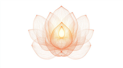 Elegant abstract lotus flower with warm glowing center for wellness and meditation designs