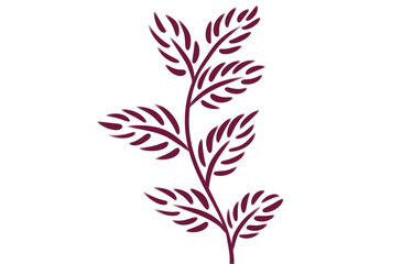 Fototapeta premium Elegant Burgundy Leaves Branch Illustration on White Background. Simple Botanical Design Element with Transparent Background. Vector Illustration for Print and Web.