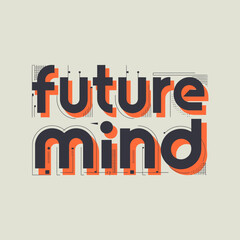 Modern typography concept 'future mind' text design with bold orange outline and shadow effect minimalist graphic art for branding and digital media applications vector