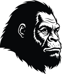 Obraz premium Bigfoot or Ape Head Portrait, Mascot, and Cryptozoology Vector Logo