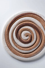 Abstract spiral rug design in brown and cream color scheme, diwali mocha mousse sweets 