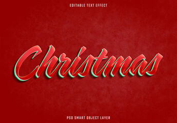 Editable Christmas Text Effect on Red Background