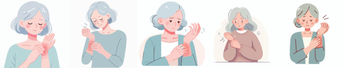 vector of a grandmother gesture scratching an itchy allergy