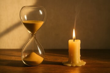 hourglass and candle
