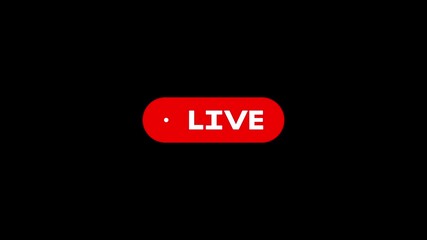 Red button live streaming icon animation with alpha channel, Animated red button live streaming with transparent background. 4k simple live streaming icon animation. Animated live streaming broadcast - Powered by Adobe