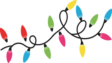 Colorful Christmas String Lights Vector Illustration
