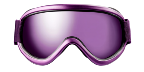 Purple ski goggles with tinted lenses