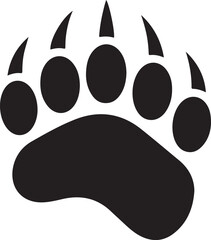 A bold black bear paw print, ideal for representing the wilderness