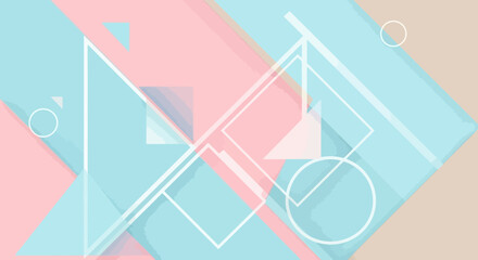 Fototapeta premium Abstract pastel geometric background with triangles squares and circles design