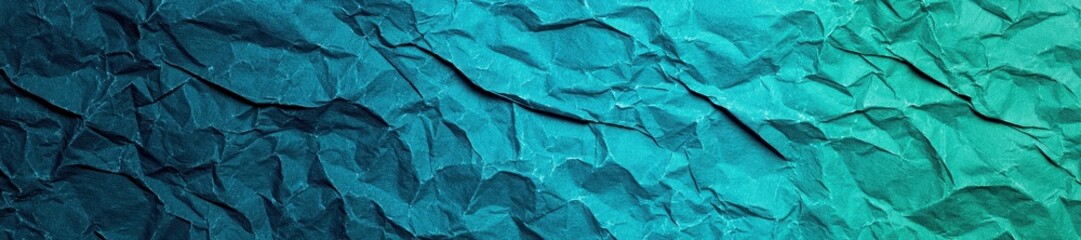 Naklejka premium Textured crumpled paper with a gradient of blue and green tones abstract background