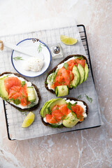 Salmon sandwiches with avocado