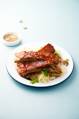 BBQ ribs with sauerkraut