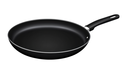 Black frying pan with nonstick coating and handle