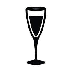 Flat Vector Icon of Champagne Glass