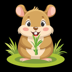 Adorable Cartoon Animal Hamster or Mouse Portrait with Fluffy Cheeks and a Sweet Smile, Vector Graphic Art