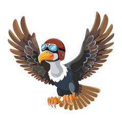 Majestic Wild Animal Eagle or Vulture Bird Spreading its Wings Ready for Flight, Full Body Vector Illustration