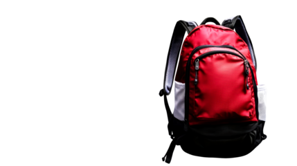 Red Backpack with Black Accents and Mesh Pockets