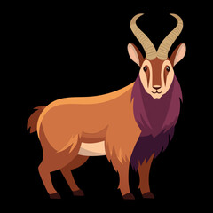 Muscular Wild Ibex Animal with Dark Horns and Fur Standing Proudly in a Majestic Mountain Setting