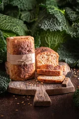 Fototapete Brot Fresh sauerkraut bread freshly baked and sliced.  © shaiith