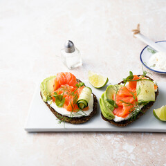 Salmon sandwiches with avocado