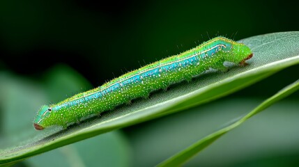 Bright green caterpillar on leaf