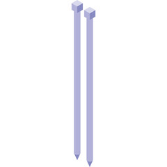 Two Light Purple Knitting Needles Pointed Ends Isolated On White Background Representing Crafting Hobby Supplies And DIY Projects