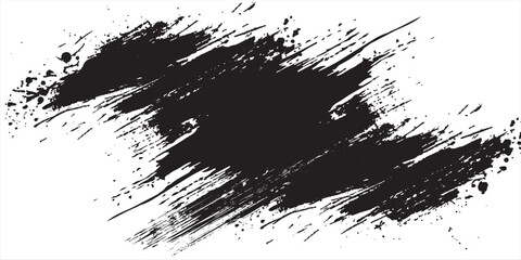Vector grunge texture. Grunge black and white texture of black brush strokes on white paper or background. A black and white painting with a brush stroke white background.Art & Illustration