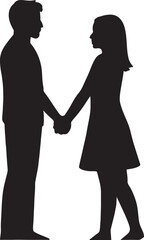Silhouette of a couple man and woman standing together