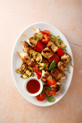 Chicken skewers with vegetables