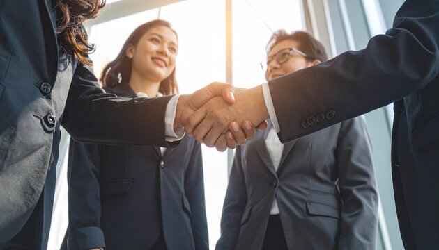 Business handshake between diverse professionals