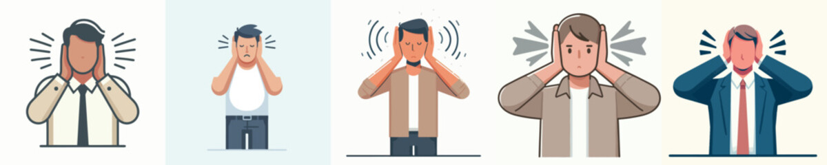 vector of a man gesture covering his ears from sound