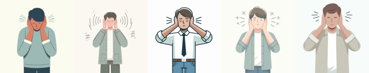 vector of a man gesture covering his ears from sound