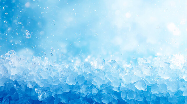 氷の結晶が輝く冷たいブルーグラデーション背景